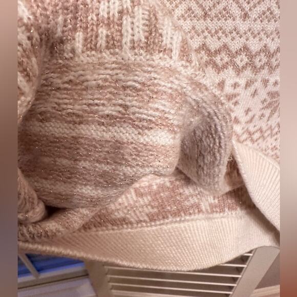 Talbots Women’s SHIMMER FAIR ISLE CREWNECK SWEATER  Petit Large NWT - Picture 8 of 11